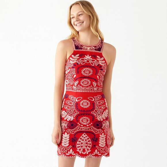 J.O.A. Sz XS Urban Outfitters Embroidered Sheath Mini Retro Sexy Avant Garde - Picture 16 of 16